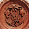 Black Forest Wall Hanging Wood Hand Carved Round Leaves Plaque Signed 1955 Lecie