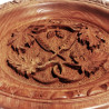 Black Forest Wall Hanging Wood Hand Carved Round Leaves Plaque Signed 1955 Lecie