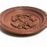Black Forest Wall Hanging Wood Hand Carved Round Leaves Plaque Signed 1955 Lecie
