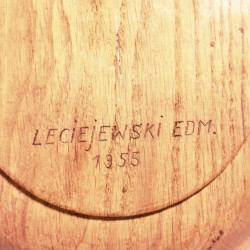 Black Forest Wall Hanging Wood Hand Carved Round Leaves Plaque Signed 1955 Lecie