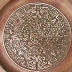 Old Antique Mexico Maya Aztec Calendar Copper Plate Plaque Wall Hanging Art