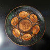 Antique Finish Copper Hand Hammered Enamel Passover Tray Plate Jerusalem Israel