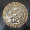 Antique Silver Plated Round Passover Tray Plate Jerusalem Israel