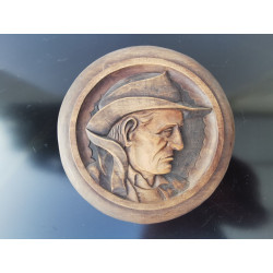 Pair of Antique Round Wall Hanging Plaque Bretons Man and Woman Brittany French
