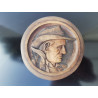 Pair of Antique Round Wall Hanging Plaque Bretons Man and Woman Brittany French
