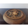 Pair of Antique Round Wall Hanging Plaque Bretons Man and Woman Brittany French