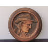 Pair of Antique Round Wall Hanging Plaque Bretons Man and Woman Brittany French