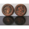 Pair of Antique Round Wall Hanging Plaque Bretons Man and Woman Brittany French