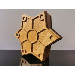 Six Corners Star Wooden Trinket Jewelry Box Hand Made Home Design Rare 10"