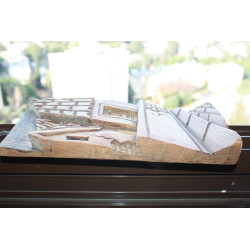 Hand Carved Wooden Wall Hanging Plaque European View of Roofs Home Bar Decor