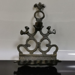 Antique Solid Bronze Hanukkah Lamp Menorah from Marocco c.19th Wall Hanging