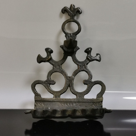 Antique Solid Bronze Hanukkah Lamp Menorah from Marocco c.19th Wall Hanging