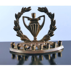 Vintage 50s Judaica Hanukkah Menorah Israel Jerusalem  Solid Brass Rare Collect