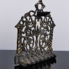 Antique Moroccan Judaica Hanukkah Oil Menorah Solid Brass Wall Hanging Handmade