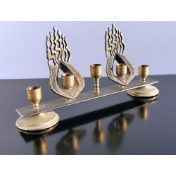 Judaica Old Vintage Lamp Jewish Shabbat  5 Arms Menorah Brass Bronze Jerusalem