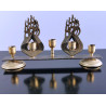Judaica Old Vintage Lamp Jewish Shabbat  5 Arms Menorah Brass Bronze Jerusalem