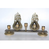 Judaica Old Vintage Lamp Jewish Shabbat  5 Arms Menorah Brass Bronze Jerusalem