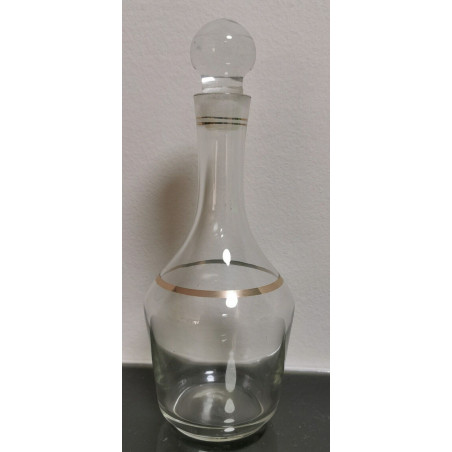 Old Vintage Wine Decanter Clear Glass with Gold Rims