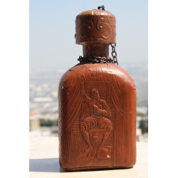 Miguel de Cervantes Leather Wrapped WHISKEY BOTTLE EMPTY Decanter 9" Collectible