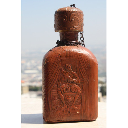 Miguel de Cervantes Leather Wrapped WHISKEY BOTTLE EMPTY Decanter 9" Collectible