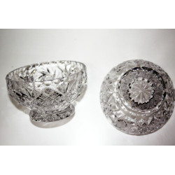 Pair of Bohemian Glass Handcut Lead Crystal Candy Dishes Bowls Excellent Cond