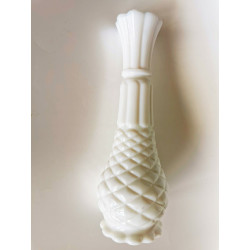 Vintage White Milk Glass Vase Collectible Home Bar Decor 9"