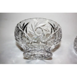 Pair of Bohemian Glass Handcut Lead Crystal Candy Dishes Bowls Excellent Cond