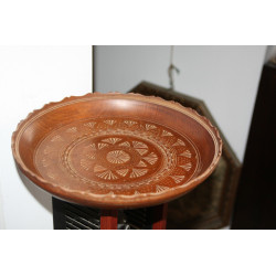 Old Primitive Vintage Wooden Trencher Dough Bowl Basket Hewn Carved Wood Rustic