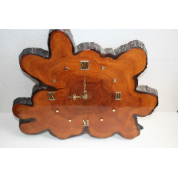 Vintage Marvelous Natural Wood Wall Hanging Clock Working Rare 19" Unique