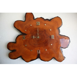 Vintage Marvelous Natural Wood Wall Hanging Clock Working Rare 19" Unique