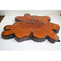 Vintage Marvelous Natural Wood Wall Hanging Clock Working Rare 19" Unique