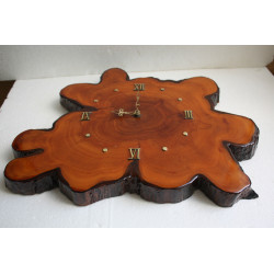 Vintage Marvelous Natural Wood Wall Hanging Clock Working Rare 19" Unique