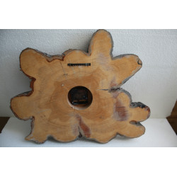 Vintage Marvelous Natural Wood Wall Hanging Clock Working Rare 19" Unique