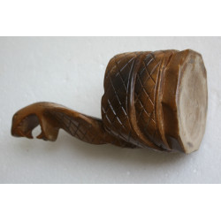 Vintage Hand Carved Solid Wood Ashtray Snake Cobra Unique Wooden Art 8" Decor