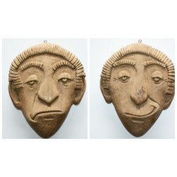 Two Sided Fun and Sad Wooden Mask Wood Art Wall Hanging Home Decor Hand Carved
