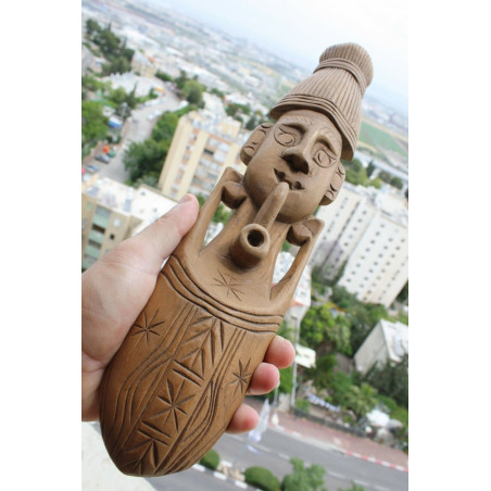 Vintage Wooden Hand Carved Pipe Smoker Mask Wood Art Wall Hanging Rustic Decor