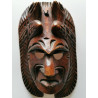 Hand Carved Wood Inca Maya Aztec Warrior Wooden Mask Two Birds Life Death 10"