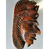 Hand Carved Wood Inca Maya Aztec Warrior Wooden Mask Two Birds Life Death 10"