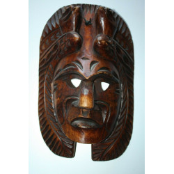 Hand Carved Wood Inca Maya Aztec Warrior Wooden Mask Two Birds Life Death 10"
