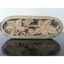 Old Antique Black Forest Hand Carved Grape Wooden Jewelry Trinket Box c. 19th