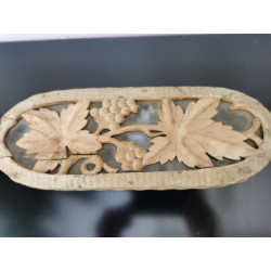 Old Antique Black Forest Hand Carved Grape Wooden Jewelry Trinket Box c. 19th