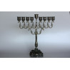 Jerusalem Modern Judaica Hanukah Jewish Menorah Silver Tone Metal Holy Land 10"