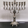 VTG Traditional Antique Style Nickel Hanukkah Menorah