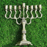 VTG Traditional Antique Style Nickel Hanukkah Menorah
