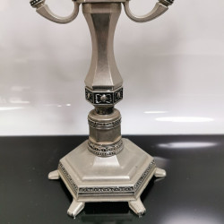 VTG Traditional Antique Style Nickel Hanukkah Menorah