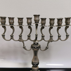 VTG Traditional Antique Style Nickel Hanukkah Menorah