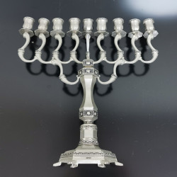 VTG Traditional Antique Style Nickel Hanukkah Menorah