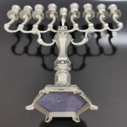 VTG Traditional Antique Style Nickel Hanukkah Menorah