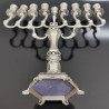 VTG Traditional Antique Style Nickel Hanukkah Menorah