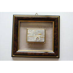 Jerusalem of Gold & Silver Tower of David Silver Plated Plaque Crystal Frame 8"